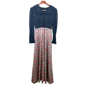 70s Vintage Handmade Womens Dress Sz S Boho Hippie Whimsigoth Festival Maxi Lace